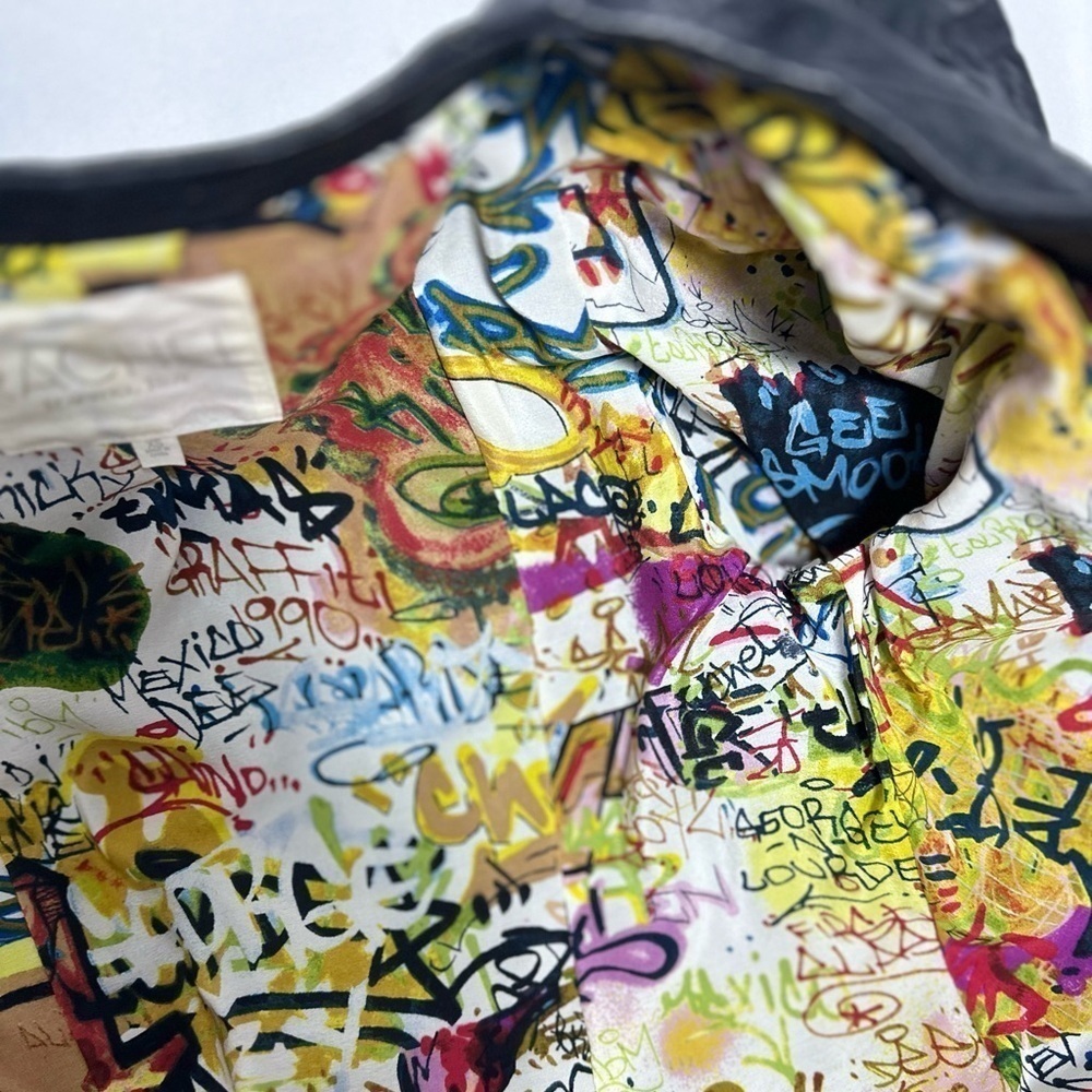 🅽🅴🆆 Rachel Roy 100% leather jacket, 100% silk lined jacket, graffiti print XS - Picture 15 of 17